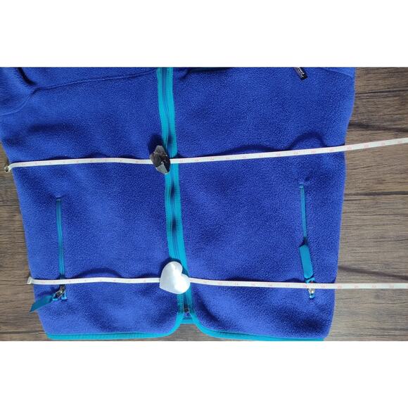 Patagonia Retro Dark Blue Aqua Turquoise Fleece Full Zip Jacket Vintage Large - Picture 11 of 11